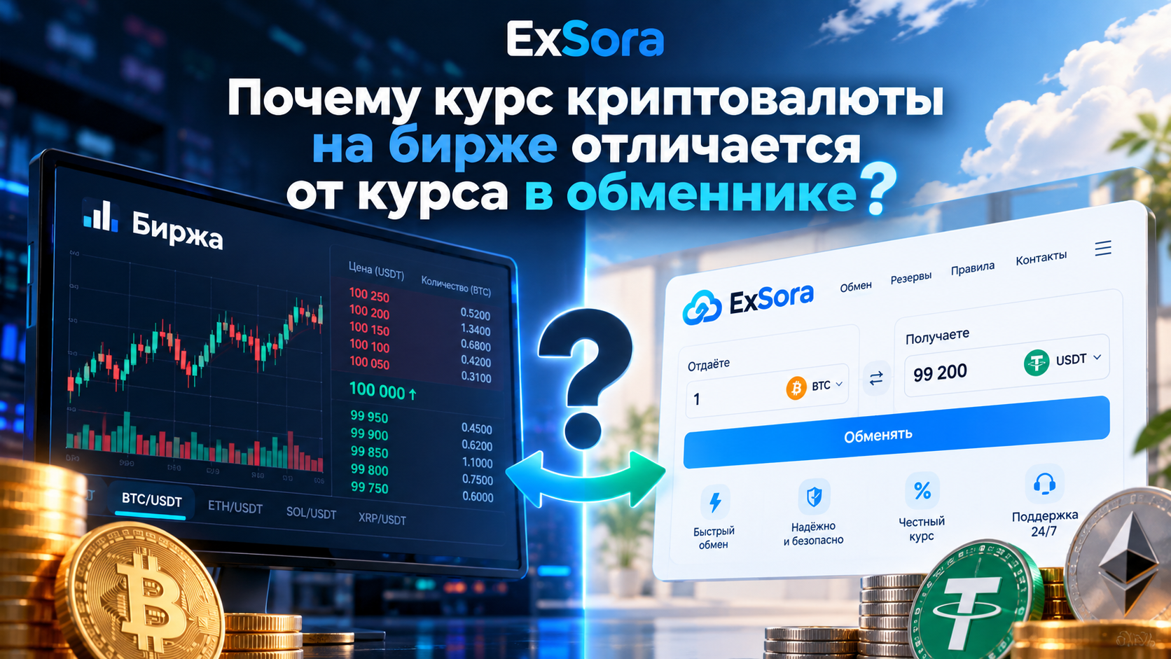 Почему курс в обменнике отличается от биржи - ExSora